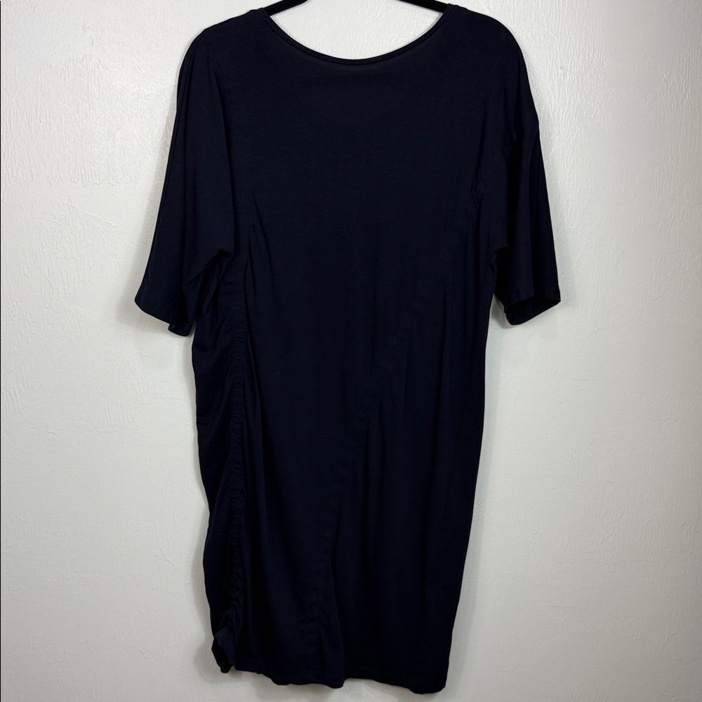 COS Navy Ruched Side Dress Women’s Size S Minimalist Short Sleeve Shift - Picture 2 of 9